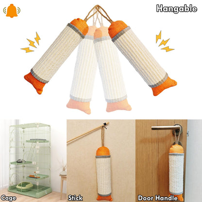 FuneeTop Cat Kicker Toy, 10 Inch Long Cat Scratcher Post, Natural Sisal Toy for Indoor Cats(Oranger and Silver)