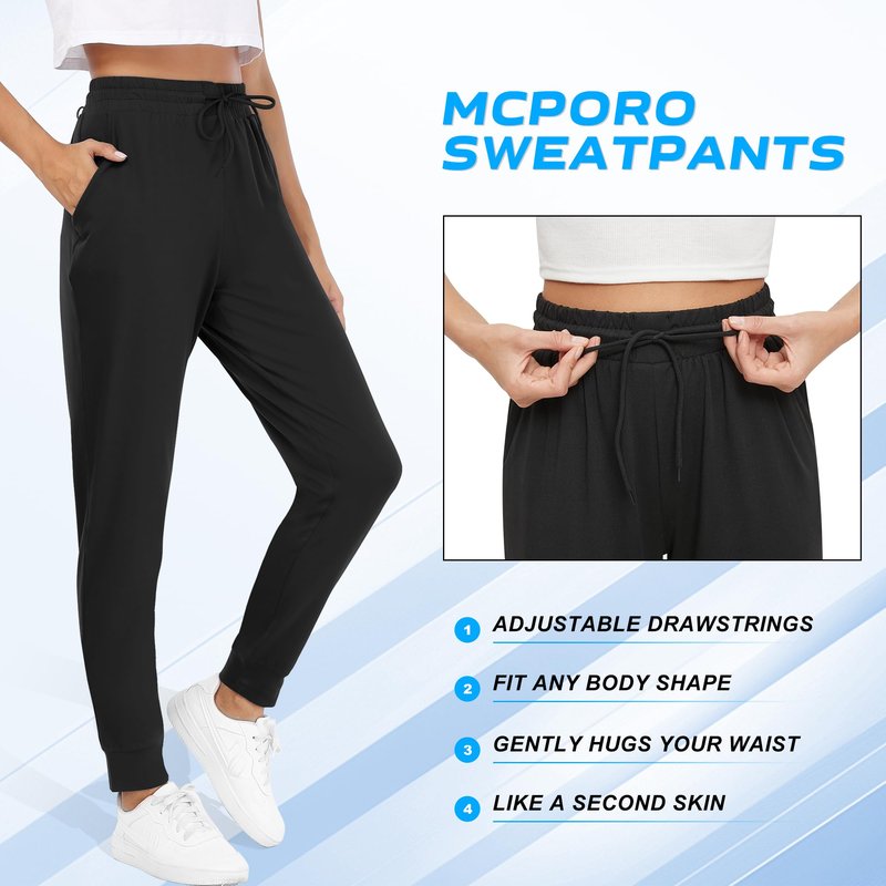 MCPORO Womens Joggers with Pockets & Drawstring-Sweatpants for Women Workout Running Yoga Lounge Pants