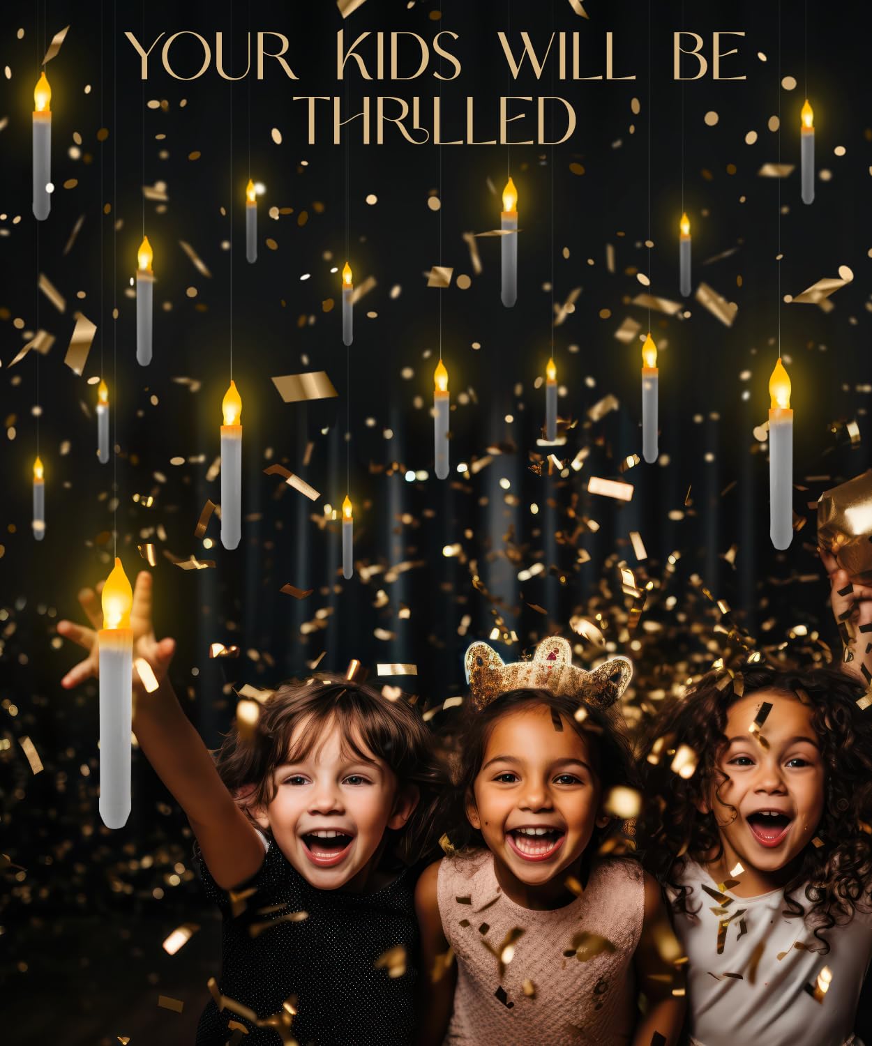 Veol Flameless Floating Candles with Wand Remote 12 PCS, Magic Deco, Hanging with Remote, Battery Operated 6.5" LED Candle, Christmas & Halloween Decorations