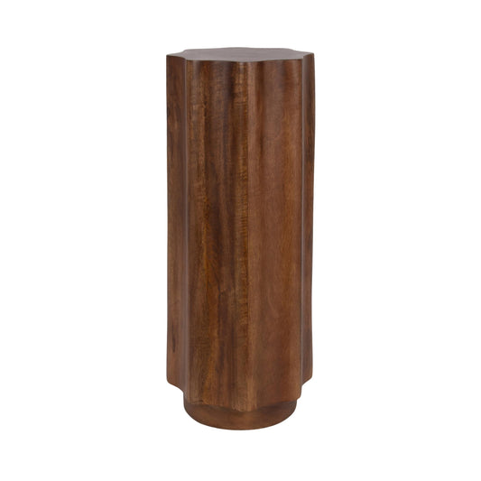 Kate and Laurel Pandey Modern Mango Wood Wavy Drink Table, 9 x 9 x 22, Walnut Brown, Curvy Mini Table for Use as a Pedestal Plant Stand Indoors or as a Small Nightstand Option