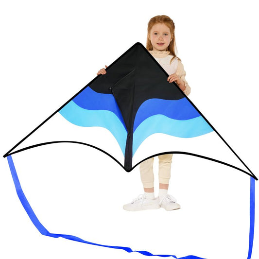 SYNCFUN Large Delta Kite Gradient Blue– Easy to Fly for Kids and Adults, Beach Kite with 328 ft String for Outdoor Games and Activities