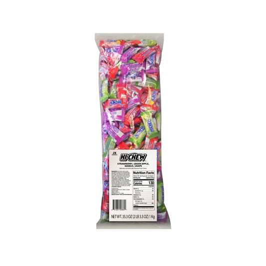 HI-CHEW Assorted Bulk Candy Bag, Green Apple Strawberry Mango Grape, Soft & Chewy Candy 2.2lb - 185+ Pieces Individually Wrapped - Made with Immensely Juicy Fruity Flavors