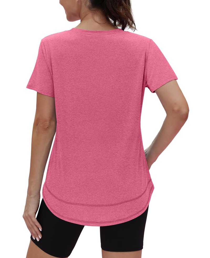 Oversized Tshirts for Women Dry Fit Plus Size Spring Clothes Summer Athletic Tops Workout Shirts Crewneck Red 3XL