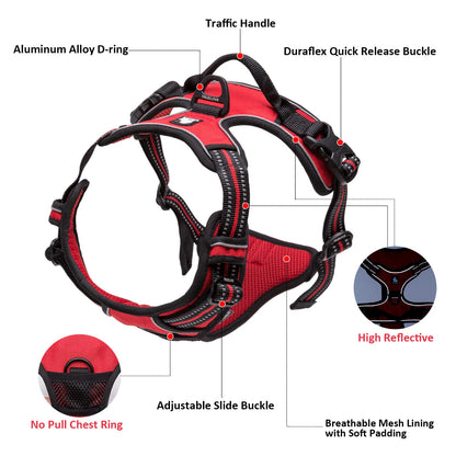 TrueLove Dog Harness TLH5651 No-pull Reflective Stitching Ensure Night Visibility, Outdoor Adventure Big Dog Harness Perfect Match Puppy Vest Now Available (Purple,M)