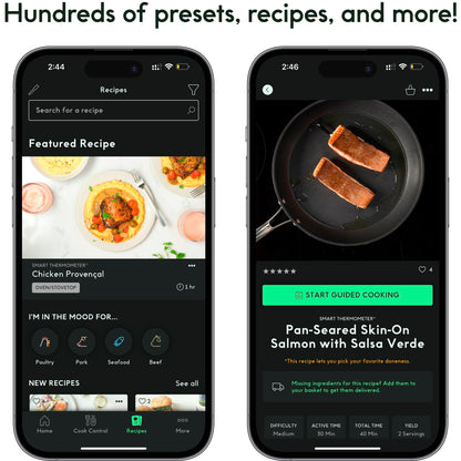 CHEF iQ Sense Smart Wireless Meat Thermometer with Ultra-Thin Probe, Unlimited Range Bluetooth Meat Thermometer, Digital Food Thermometer for Remote Monitoring of BBQ Grill, Oven, Smoker, Air Fryer