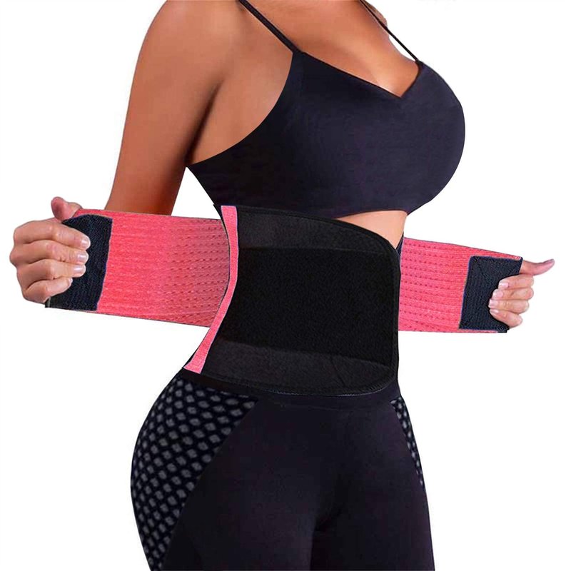 VENUZOR Waist Trainer Belt for Women - Waist Cincher Trimmer - Slimming Body Shaper Belt - Sport Girdle Belt (UP Graded)(Pink,Small)
