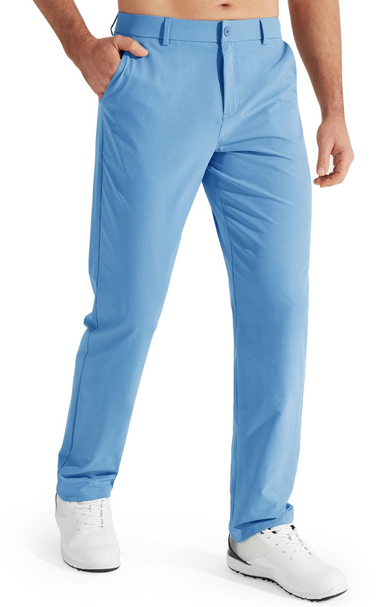 Libin Mens Golf Pants Stretch Work Dress Pants 30" Quick Dry Lightweight Business Casual Pant for Men Comfy Water Resistant with Pockets, 34W x 30L Brilliant Blue