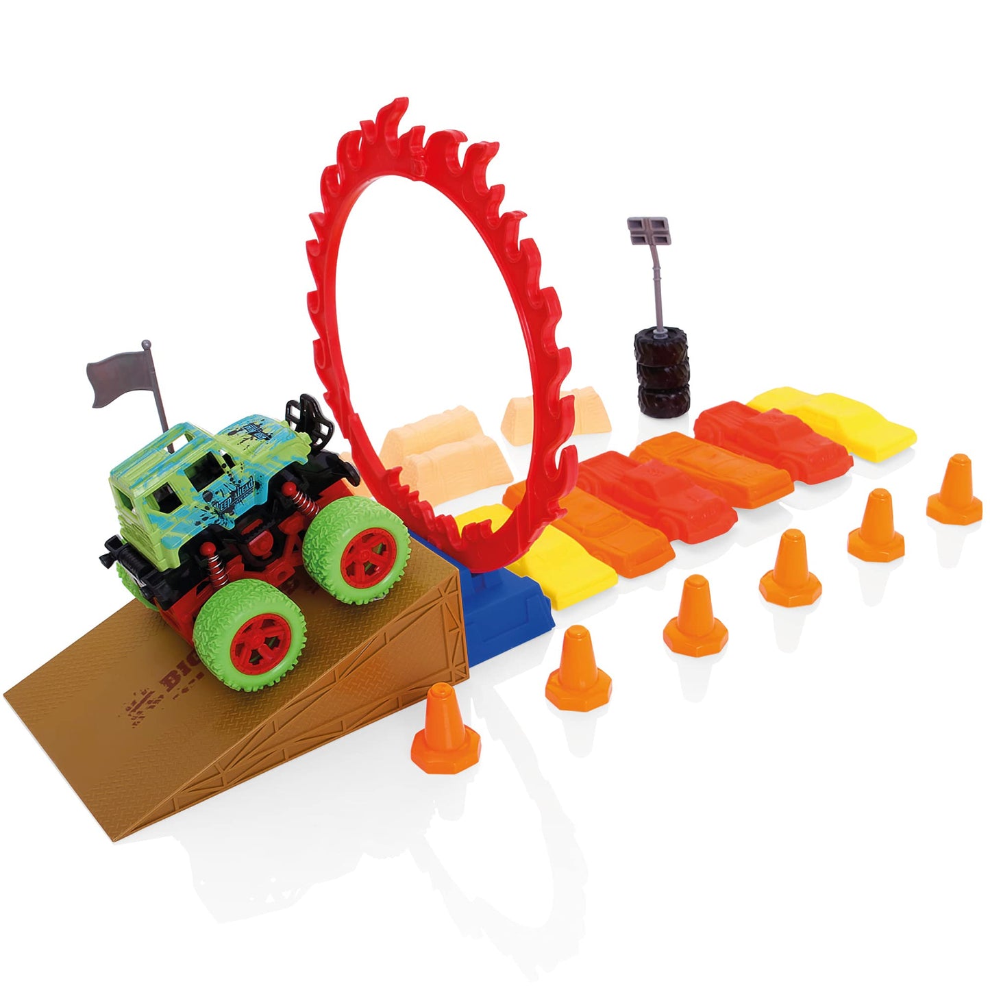 Wheelz Monster Truck Stadium Set - Monster Truck Toys For 3-6 Year Old Boys - Includes 4 Monster Trucks, Storage Tub & Accessories - Boys Car Toys Age 3 Plus
