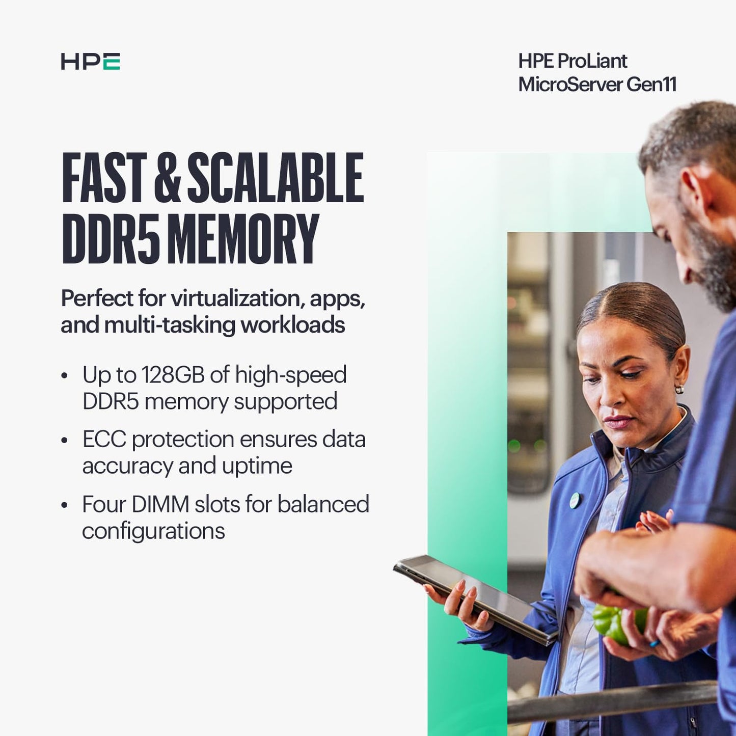 Hewlett Packard Enterprise ProLiant MicroServer Gen11 Tower Server, Intel Xeon 6325P Processor, 32GB Memory, 4TB HDD Storage, External 180W US Power Supply (HPE Smart Choice P86771-005)