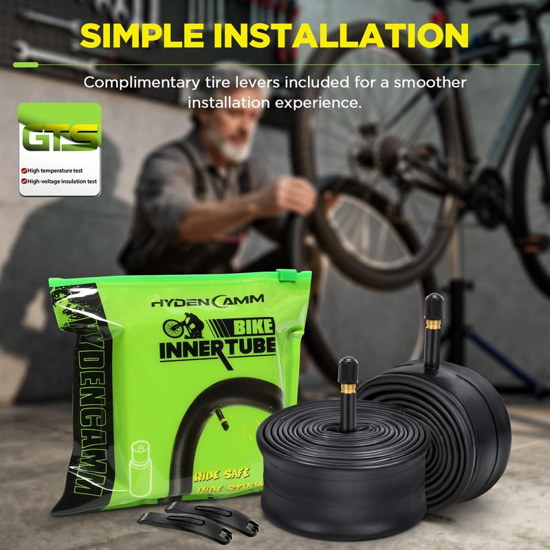 Hydencamm 2 Pack 26x1.75/2.125 Tire Tubes, 26x1.75 26x1.95 26x2.10 26x2.125 with 35mm Schrader Valve, Butyl 26x1.95 Bike Tube with 2PCS Levers, Compatible with MTB and Cruisers, City Bikes, Road Bikes