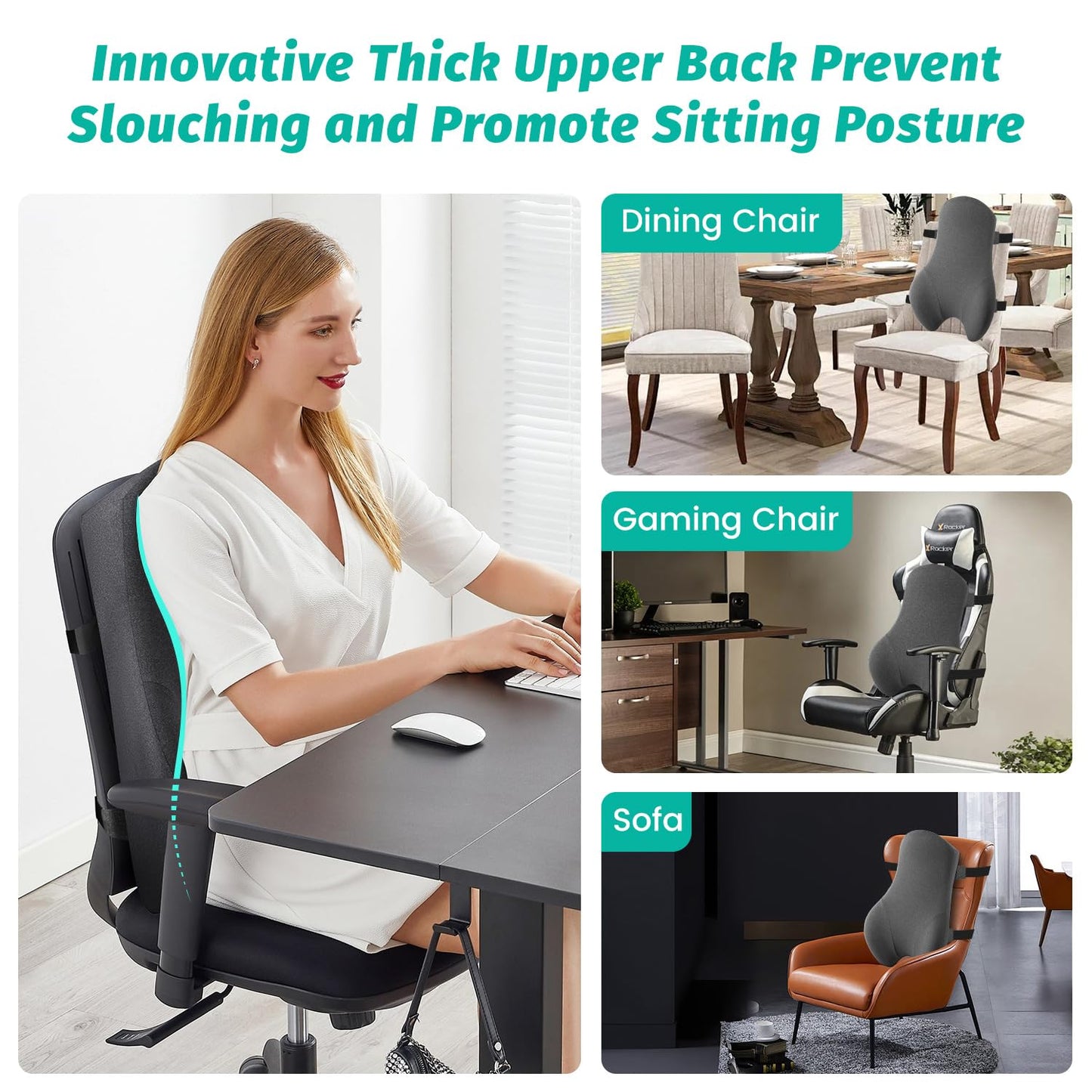 Dreamer Car High Back Support for Office Chair Fully Support Entire Back for Comfort,Pain Relief and Posture Improved- Memory Foam Lumbar Support Pillow for Office Chair,Recliner