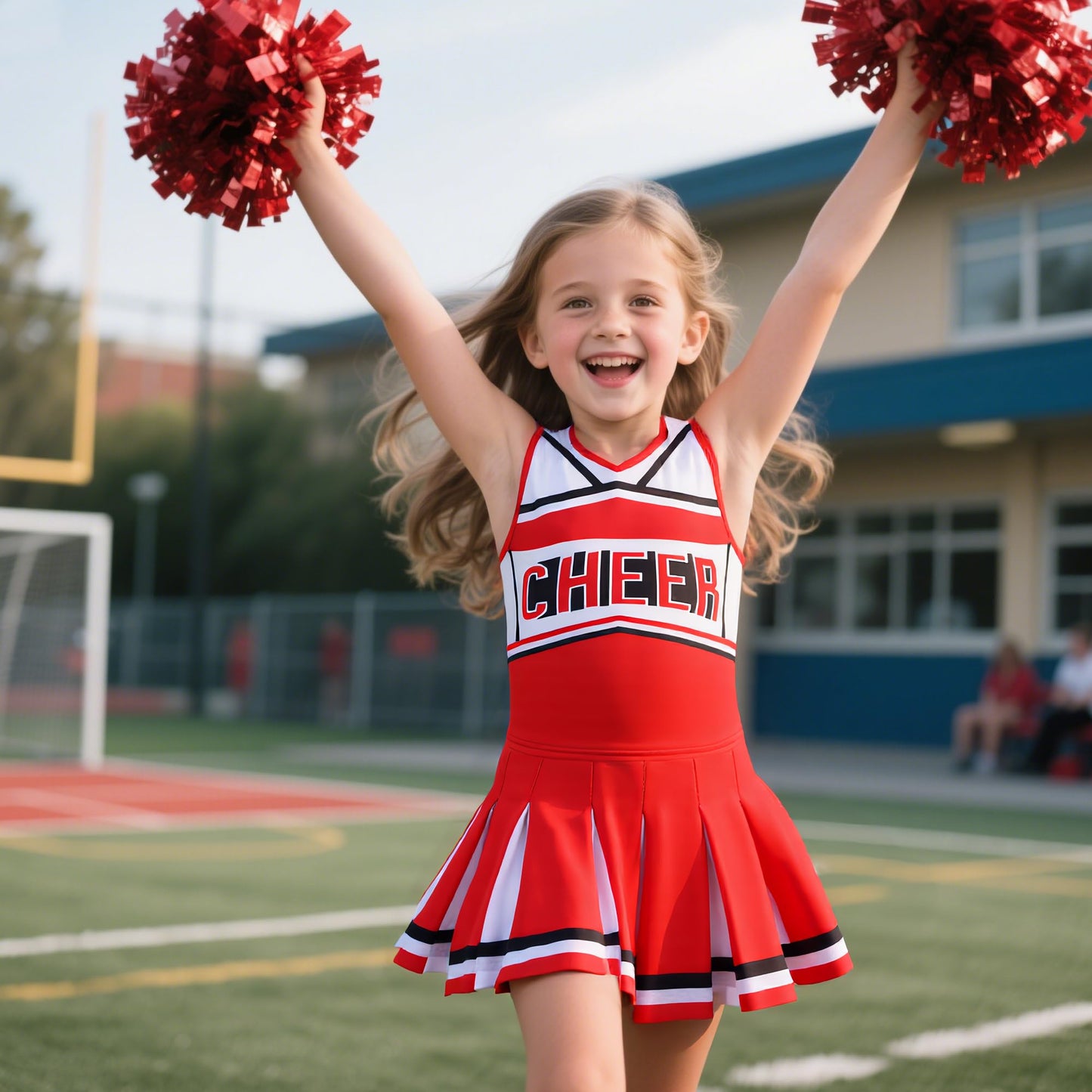 Gortykor Cheerleader Costume for Girls Cheerleading Outfit for Halloween Cheerleader Gifts 3-10 Years (Red, 7-8 Years)