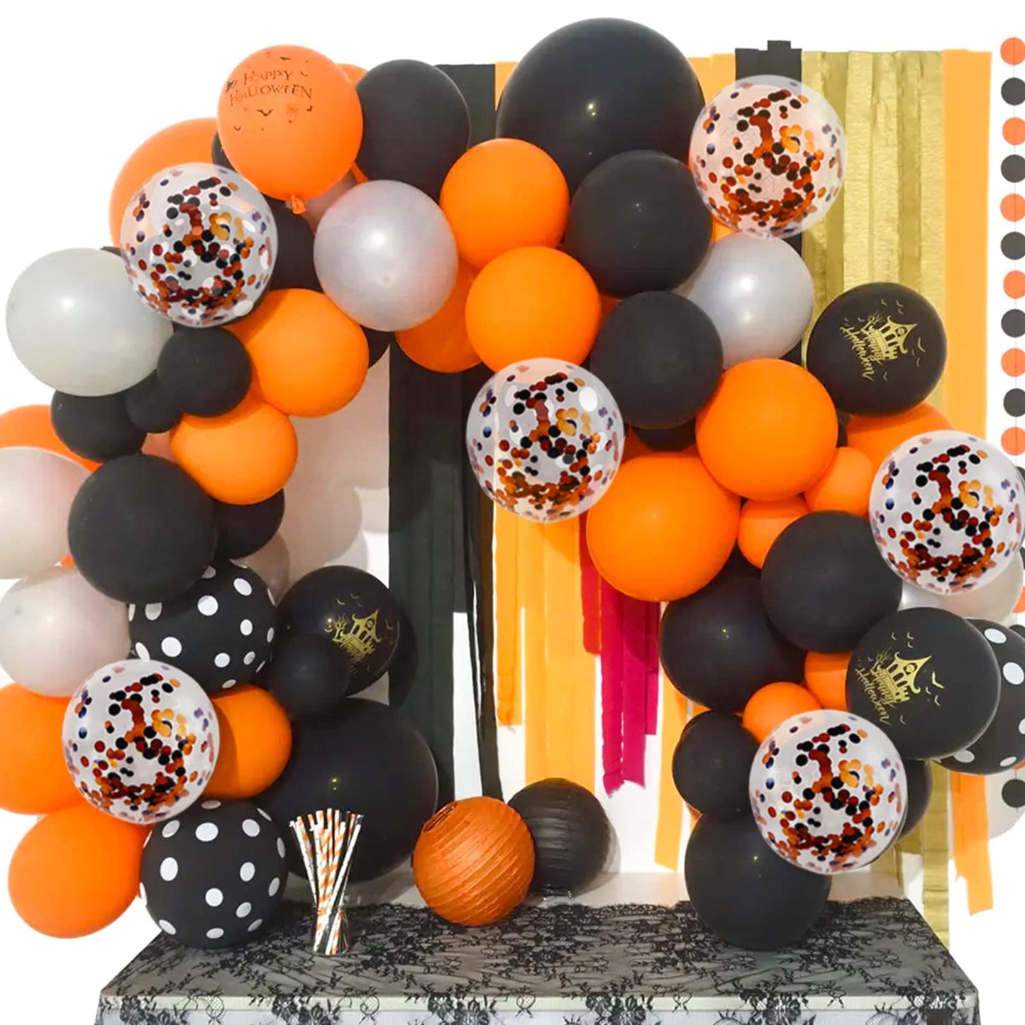 100 Pcs Black and Orange Balloons 12 Inch Halloween Latex Balloons Thicken Helium Party Balloons for Halloween,Wedding, Birthday Party Balloon Arch Garland Decoration