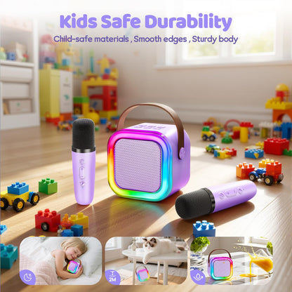IROO Mini Karaoke Machine for Kids, 2025 TOP Toys Christmas Birthday Gifts Ideas for Girls Ages 4, 5, 6, 7, 8, 9, 10, 12+ Years Old, Portable MP3 Player with 2 Wireless Mics for Party