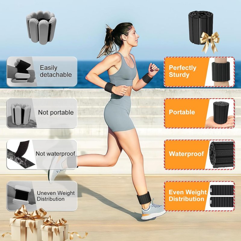 Wrist Weights & Ankle Weights for Women - 2 Pack (1.1LB Each) | Adjustable, Waterproof Silicone for Jogging & Yoga