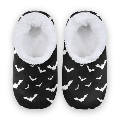 Umidedor Halloween Bats House Slippers Fuzzy Memory Foam Soft Slipper Socks for Woman Men, M Multi