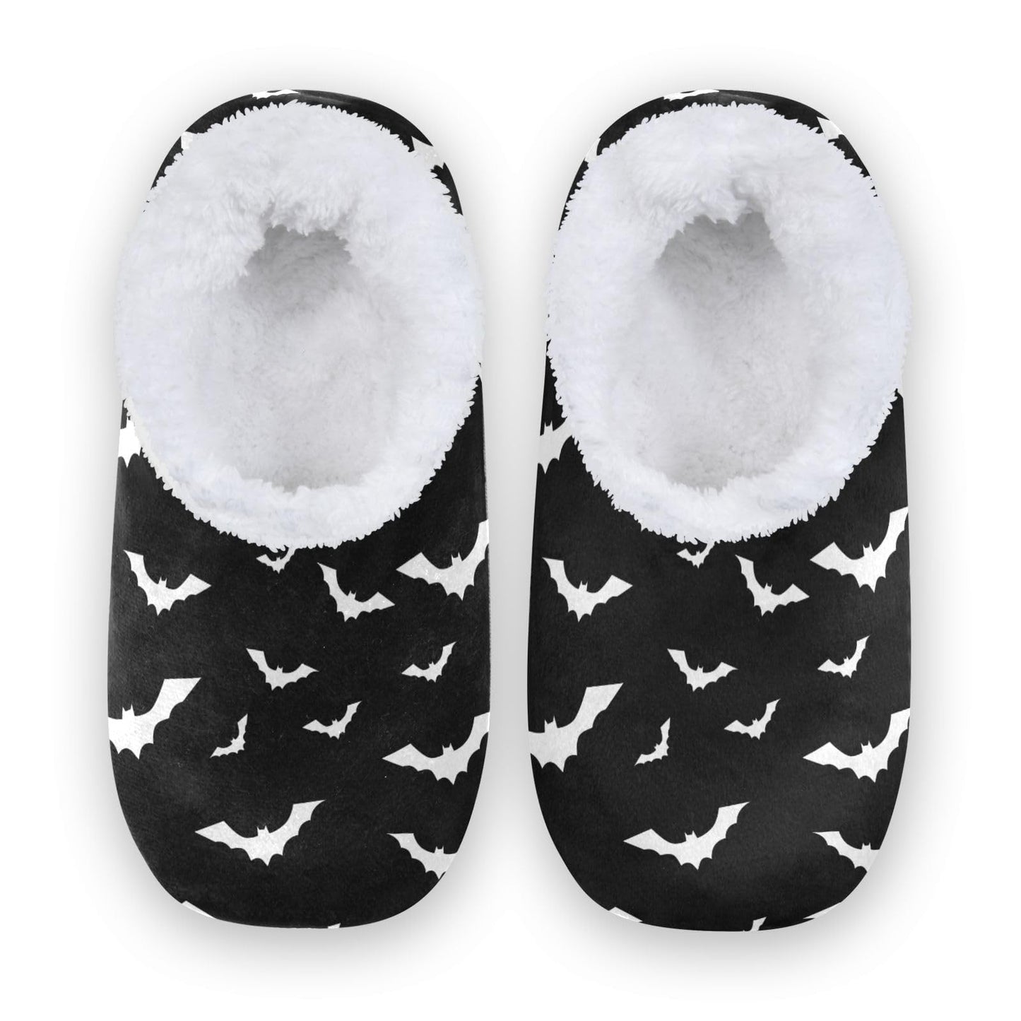 Umidedor Halloween Bats House Slippers Fuzzy Memory Foam Soft Slipper Socks for Woman Men, L Multi