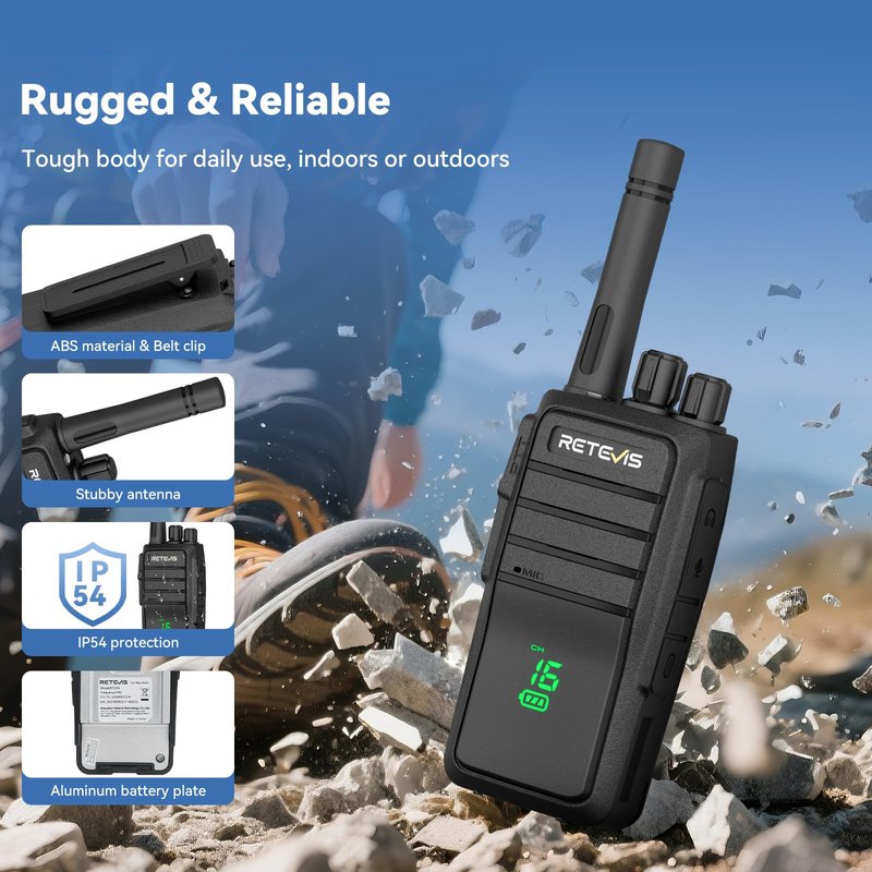Retevis RT21H Walkie Talkies with Earpiece and Mic Set, 2 Way Radios Long Range, Hidden Display, Portable FRS Two-Way Radios for Oudtoor Hunting(2 Pack)
