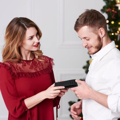 Chelmon Slim Wallet for Men, Minimalist Front Pocket RFID Blocking Credit Card Holder, Black Crazy Horse