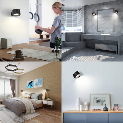 Coollamp LED Indoor Wall Lamp, Bedroom Wall Light with Warm/Natural/White Light, 3 Brightness Levels, Rechargeable Battery, Touch Control, 360 ° Rotate, Wall Lamp for Living Room Corridor Stairs