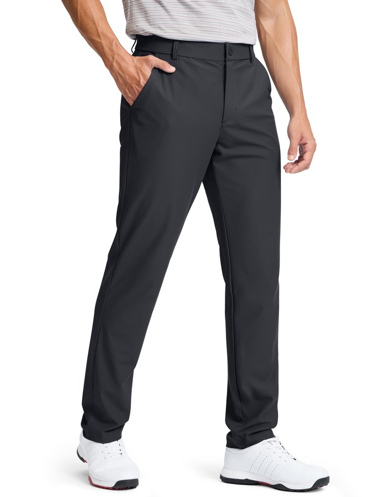 Pudolla Men's Golf Pants 30"/32"/34" Comfy Stretch Lightweight Quick Dry Work Dress Trousers with Pockets(Black L30xW32)