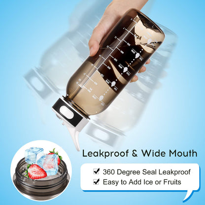 JIMACRO Water Bottle, BOTTLED JOY 1 Litre Water Bottle with Straw and Handle BPA-Free, 32 Oz Daily Water Intake Bottle with Time Markings Tracker to Remind the Drinking Time, Ideal for Hydration