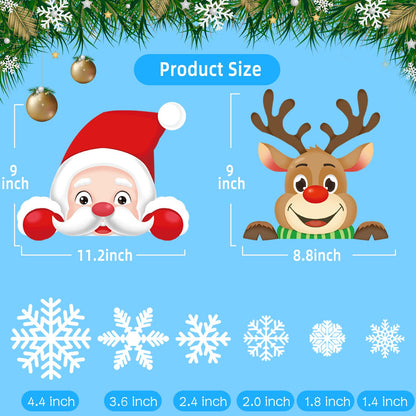 Lansian Christmas Snowflakes Window Clings Decal Stickers, 350PCS+ Xmas Holiday Home Winter Wonderland Decorations Santa Claus Reindeer Ornaments Frozen Party Supplies(10 Sheets)