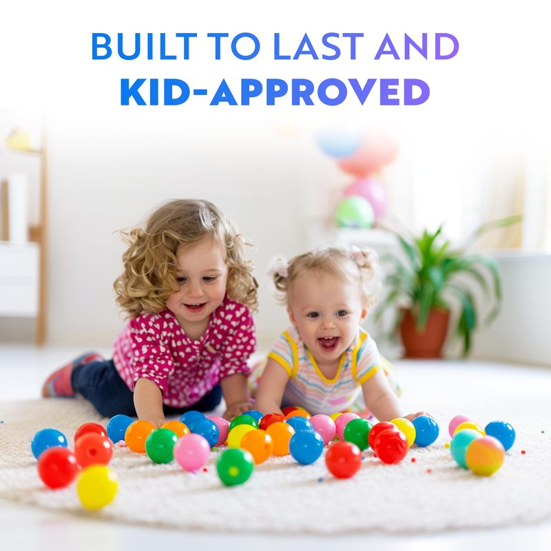 Playz Soft Plastic Mini Ball Pit Balls 50 Count - w/ 8 Vibrant Colors - Crush Proof, No Sharp Edges, Non Toxic, Phthalate & BPA Free for Baby Toddler Ball Pit, Play Tents & Tunnels Indoor & Outdoor