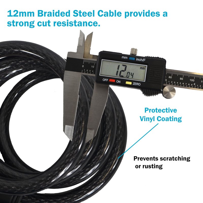 Lumintrail Combination Bike Lock Cable for Bike Accessories - 10ft Bike Locks Heavy Duty Anti Theft with Combinations - Bike Cable Lock Combination with Mounting Bracket (1 Pack, Black)