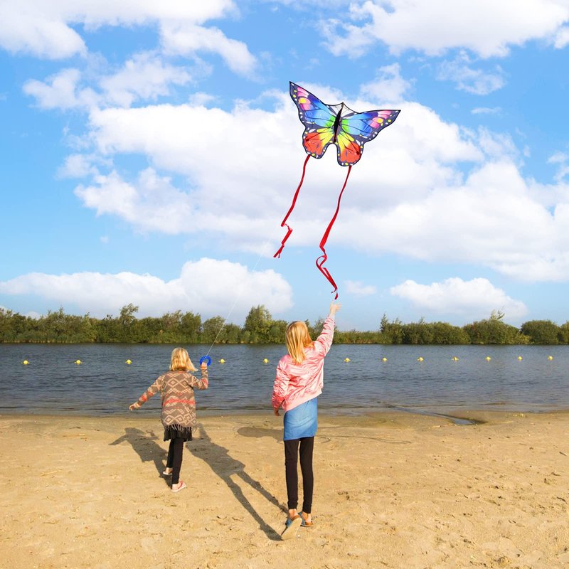 Kaiciuss Butterfly Kite for Kids & Adults Easy to Fly, 55" x 28" Large Single Line for The Beach, Easy Flying for Beginners, Comes with 300 FT String Line Handle