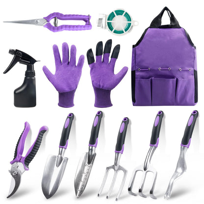 COVACURE Gardening Hand Tool Gift Kit Gardening Gifts for Women & Men 11 Piece Heavy Duty Garden Tool Sets Garden Tools Bag for Women & Men Easy Storage