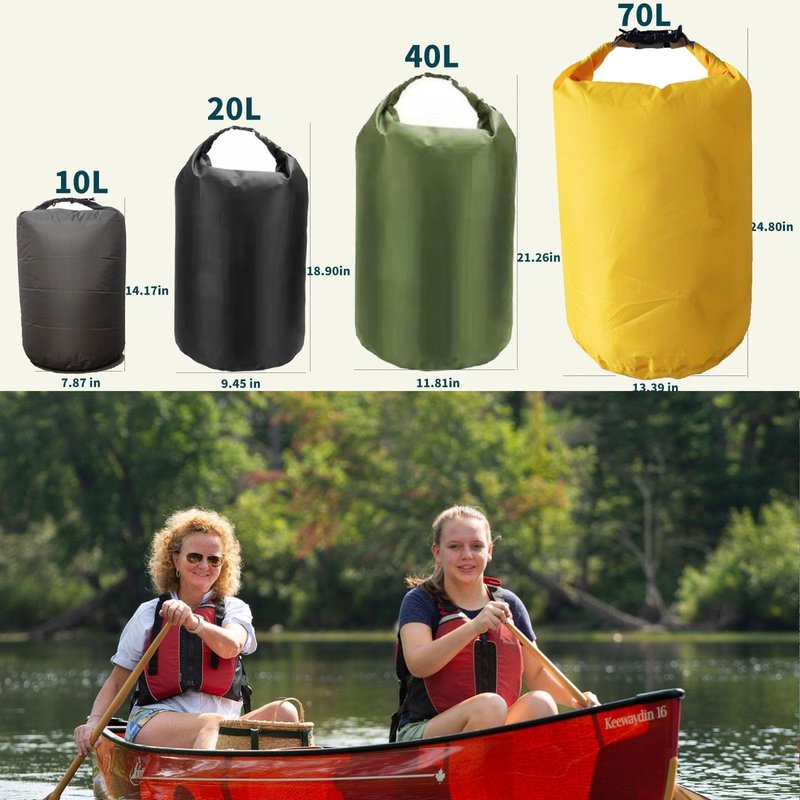 Sanpierazaar Dry Bags Waterproof, Ultralight Dry Sack, 10L/20L/40L/70L Waterproof Bags,Roll Top Sack for Kayaking, Beach, Rafting, Boating, Hiking, Camping,Swimming (Black, 20L)