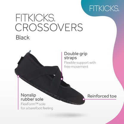 FITKICKS Crossovers Active Footwear, Foldable Shoes, Large, Black