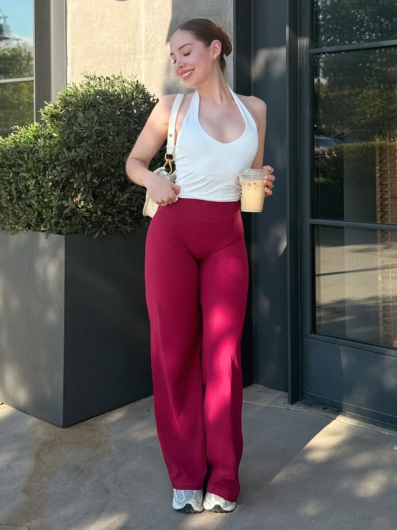 YEOREO Workout Leggings Womens No Front Seam Straight Leggings 29" High Waist Buttery Eddiy Gym Yoga Pants Ruby Red XS