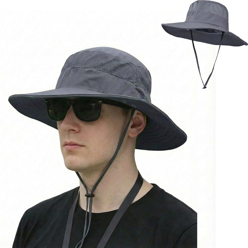 Sun Hat Bucket Hats for Men Women,Outdoor Wide Brim Fishing Hat with Detachable Face Cover & Neck Flap UV Protection Khaki