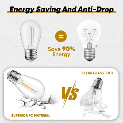 30-Pack Orange Purple String Light Bulbs, S14 LED Replacement Bulbs for Outdoor String Lights, Patio Light Bulbs, 1W E26 Base for Halloween Christmas,Holiday Lighting,Home Decor (Orange + Purple)