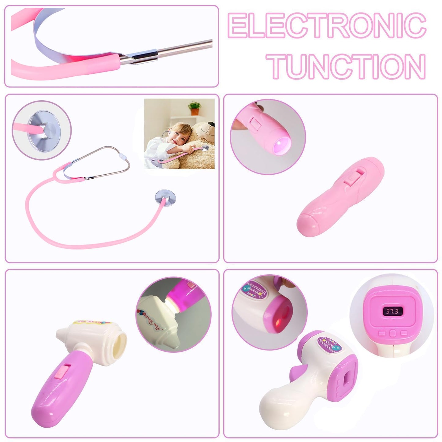 Gifts2U Kid Girl Toy Kit Pretend Play Toys Dentist Medical Role Play Educational Toy with Doctor Costume Playset for 3-6 Year Old Children