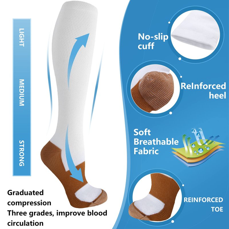 bropite Compression Socks for Women & Men Circulation-Support Knee High Socks 20-30 mmhg-Best for Running,Medical,Nurse,Travel