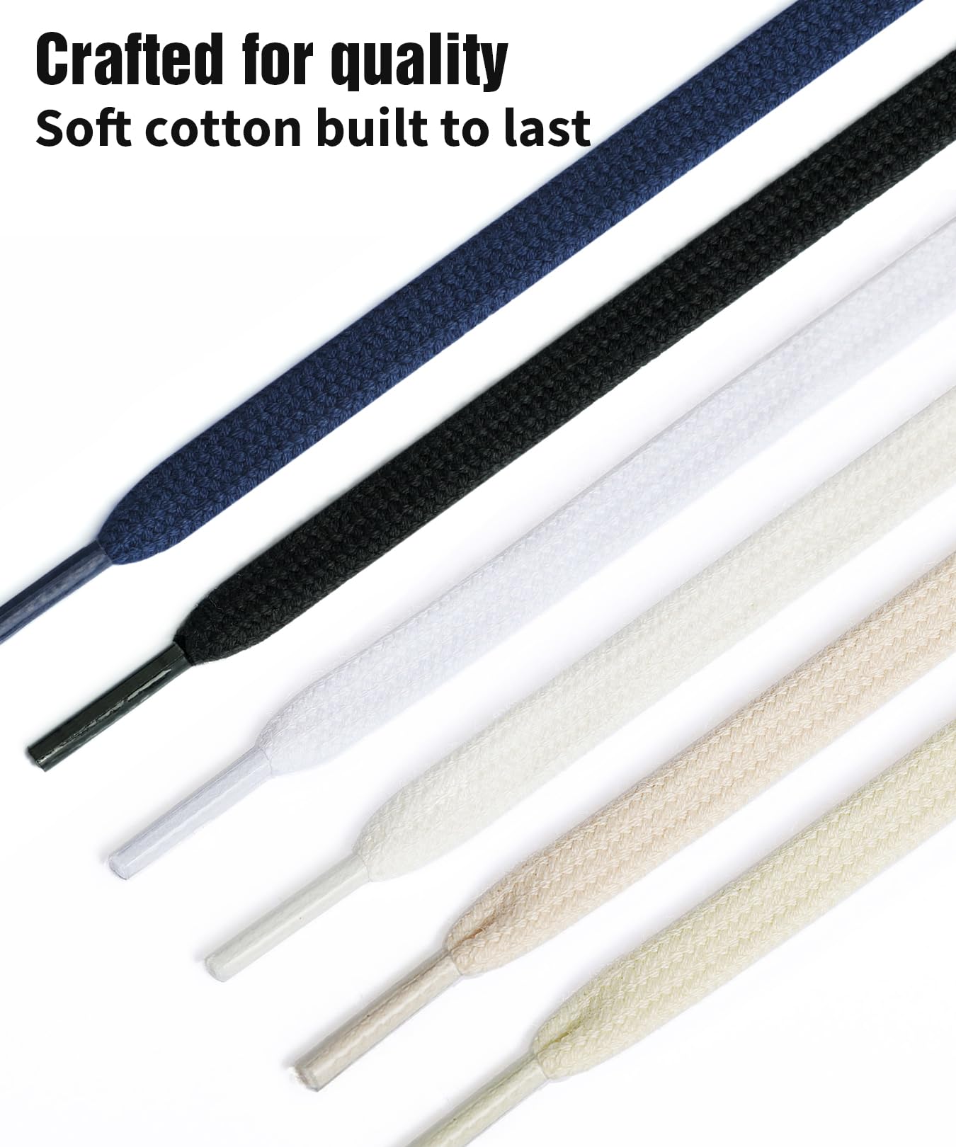 Handshop Wide Flat Athletic Shoelaces 5/16"(2 Pair) - Shoe Laces for Sneakers and Casual Shoes Replacements White 47 inch (120cm)