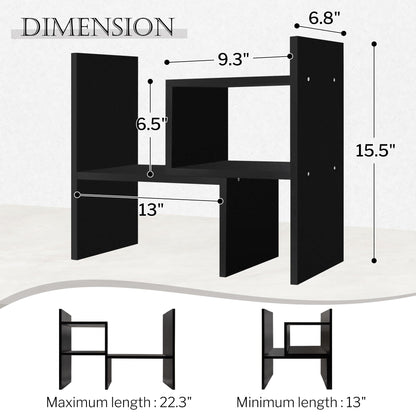 Jerry & Maggie Desktop Organizer Office Storage Rack Adjustable Wood Display Shelf, Birthday Gifts Toy Home Decor Free Style Rotation Display True Natural Stand Shelf (Black)