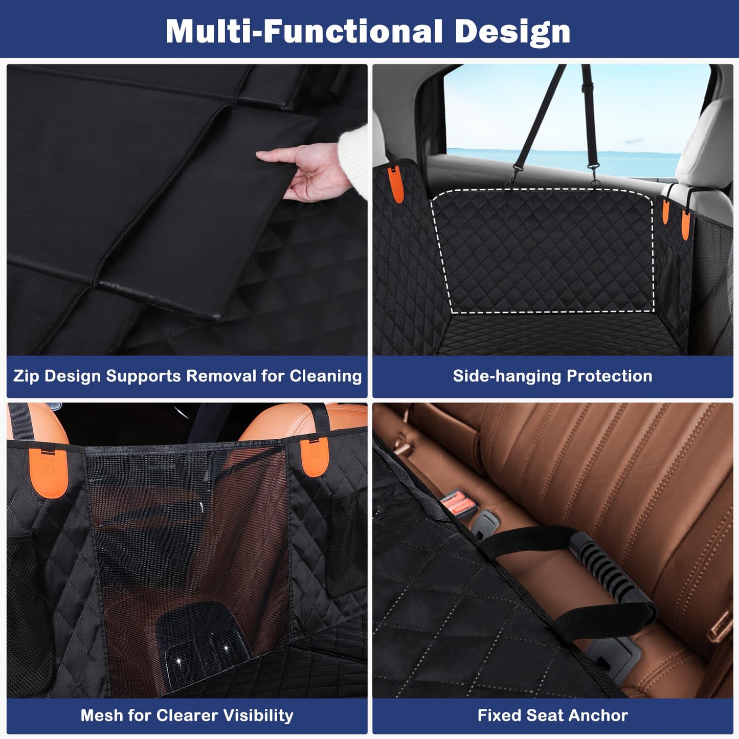 JOEJOY Back Seat Extender for Dogs - Dog Car Seat Cover for Dogs Waterproof & Foldable, Non-Slip Back Seat Cover with Hard Bottom for Cars, Trucks and SUVs, Suit for Travel Camping