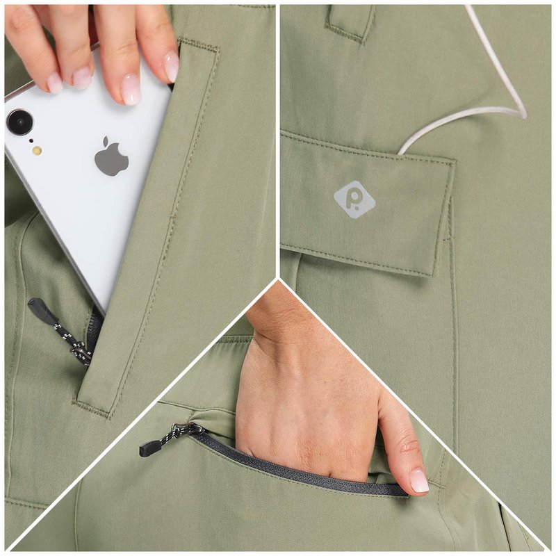 RlaGed Women’s Lounge Cargo Hiking Pants Lightweight Joggers Quick Dry Water Resistant Outdoor Fishing UPF 50+ Sweatpants with Zipper Pockets Green m