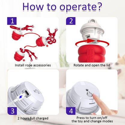 Giociv Interactive Dog Toys with Motion Activated, Squeaky Dog Toy Active Rolling Ball Wicked Ball for Daily Training