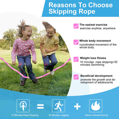 GRAWUN Jump Rope For Kids, Soft Beaded Jump Rope, Adjustable Length Tangle-Free Segmented Soft Beaded Skipping Rope, for Women, Men and Kids Keeping Fit, Workout and Weight Loss