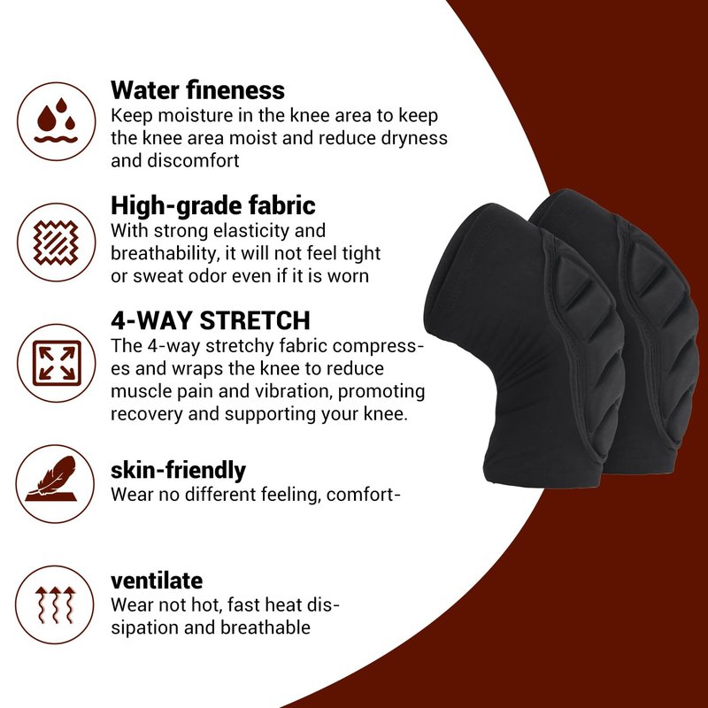 PISIQI Knee Pads Compression Leg Sleeve Knee Brace Sleeve Thickening Anti-Collision Sponge Thick EVA Foam Padding for Basketball, Football & Volleyball Hiking Wrestling Protector Gear (Black, X-Large)