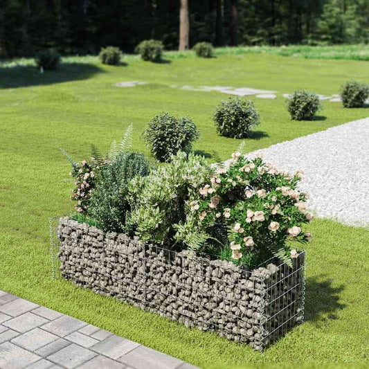 Gabion Raised Bed Silver Galvanized Steel 70.9 x 19.7 x 19.7 in, Gardening, Pots & Planters, 143559