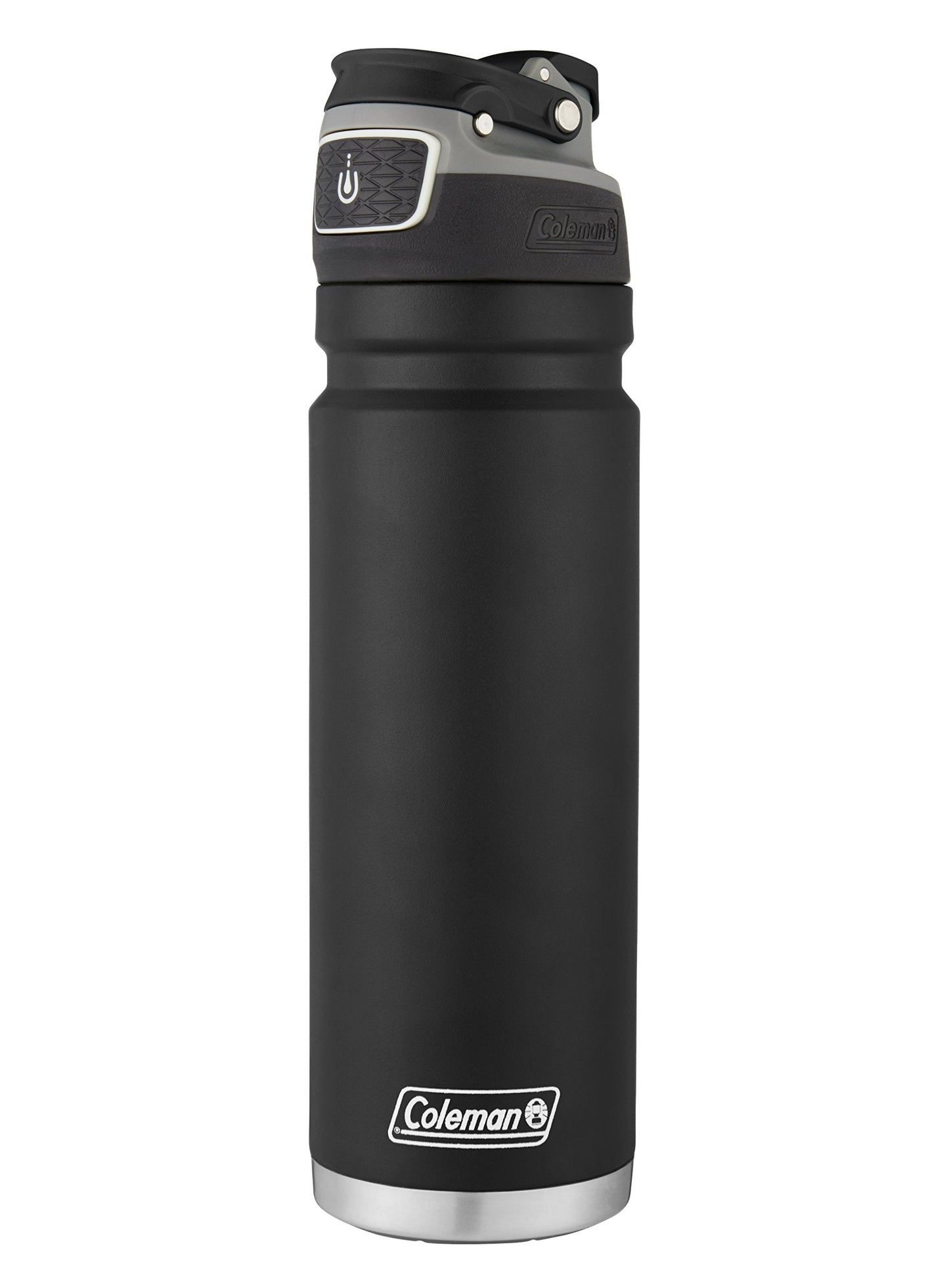 Coleman Autoseal FreeFlow Stainless Steel Water Bottle, Black, 24oz
