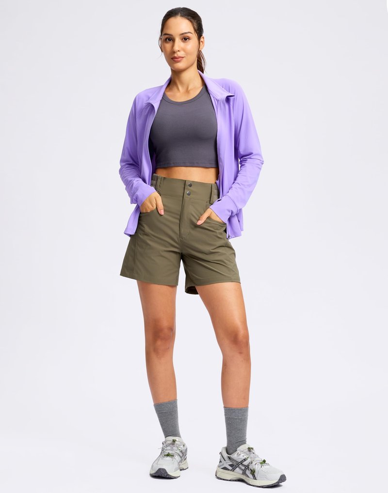 G Gradual Women's UPF 50+ Lightweight Athletic Jacket Sun Protection Zip Up 4 Pockets Long Sleeve Shirts Workout Running, Purple, M