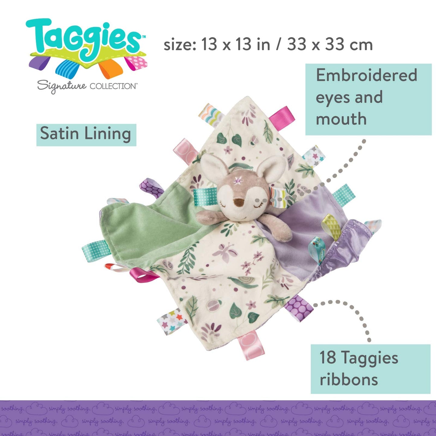 Taggies Stuffed Animal Security Blanket, 30 x 30-Centimetres, Flora Fawn
