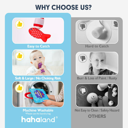 hahaland Montessori Toys for 1 Year Old - 10 in 1 Cloth Toddler Fishing Game with Stacking Cups, Baby Toy 12-18 Months One Year Old Boy Birthday Gift, Toddler Toys for 1 2 Year Old Boy Girl Gifts